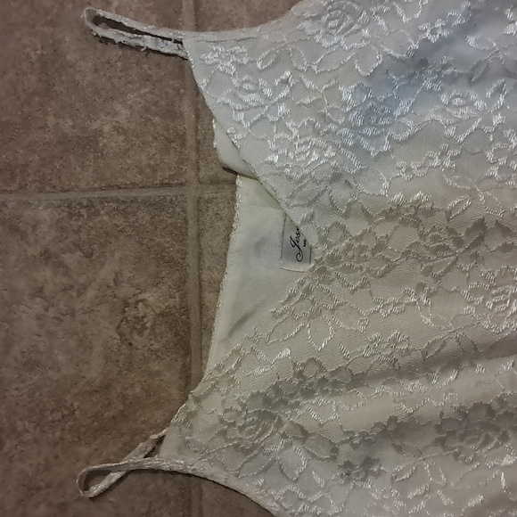 Jessica Ash Ivory Lace Line Camisole with Lace Spaghetti Straps Back Zip Size 4 - Picture 2 of 7